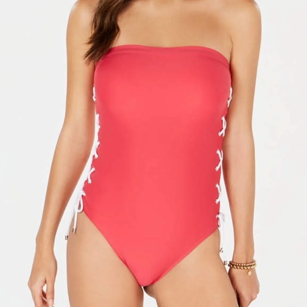 TOMMY Hilfiger Lace Up Side One Piece Swimsuit